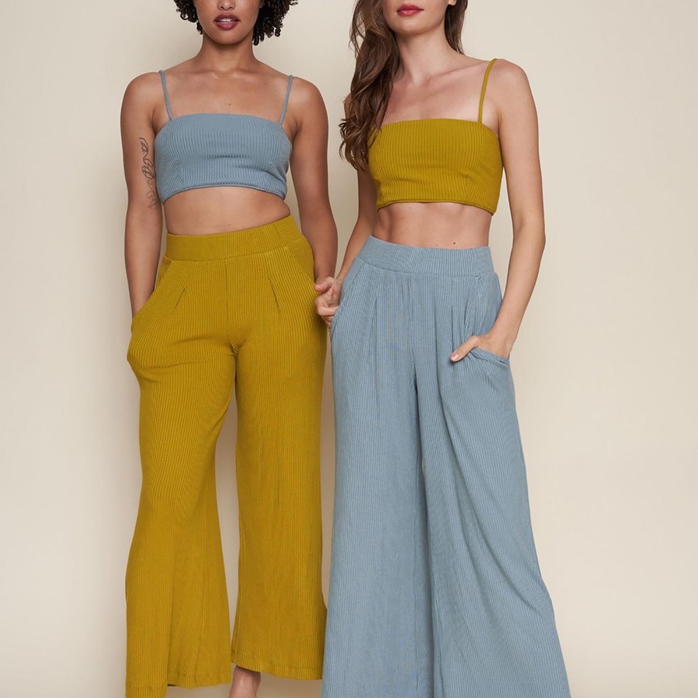 Whimsy + Row Norah Pant in Chartreuse Rib